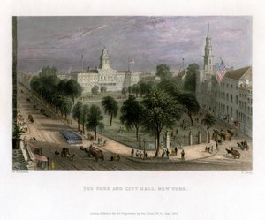 Park i ratusz, Nowy Jork, USA, 1838 r.