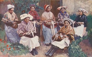 Grupa koronczarek (kolorowa litografia) autorstwa Sabine Baring Gould