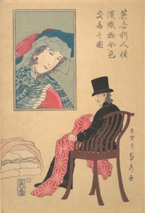Anglik sortujący tkaniny, 2. miesiąc, 1861 r. autorstwa Sadahide Utagawa