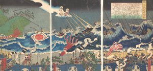 Scena wojownika, XIX w. autorstwa Sadahide Utagawa