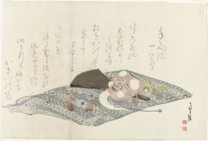 Tkanina z maską Nô autorstwa Sadanobu (I) , Hasegawa