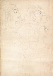 Piosenkarka i Sarinda Player, ca. 1800. autorstwa Sahib Ram