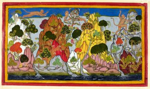 Hanuman leci w Himalaje w poszukiwaniu świętych ziół autorstwa Sahibdin