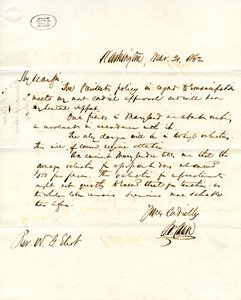 List podpisany przez S.P. Chase, Waszyngton, do W.G. Eliota, 31 marca 1862 r autorstwa Salmon P. Chase
