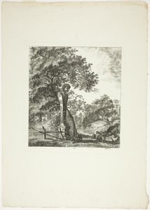 Owca przy posągu Pana, płyta piąta z Paysages Dédiés à M. Warelet autorstwa Salomon Gessner