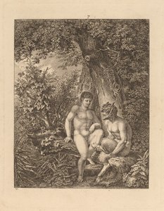Dwóch satyrów w lesie, 1777. autorstwa Salomon Gessner