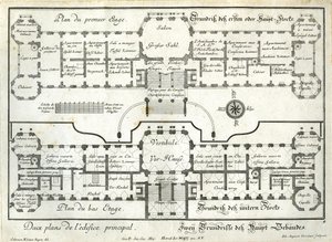 Plan parteru i głównego piętra zamku górnego autorstwa Salomon Kleiner