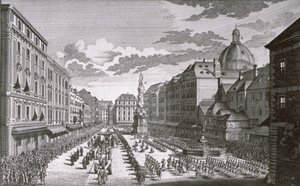 Widok procesji w Graben wyryty przez Georga-Daniela Heumanna (1691-1759) autorstwa Salomon Kleiner