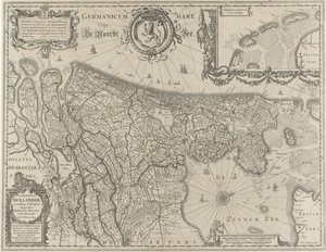 Mapa topograficzna Holandii Comitatus Hollandiae (tytuł na obiekcie) autorstwa Salomon Rogiers