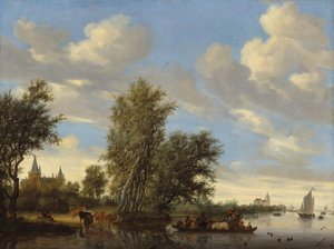 Krajobraz rzeczny z promem, 1649.