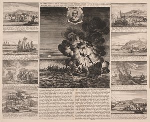 Strona tytułowa ilustrująca podróż Willema Isbrandtse Bontekoe do Indii Wschodnich autorstwa Salomon Savery