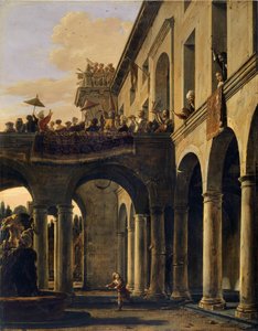 Samson niszczący świątynię Dagona autorstwa Salomon de Bray