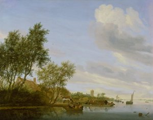 Pejzaż rzeczny z promem autorstwa Salomon van Ruysdael