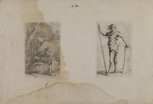 (Seria figurek) Siedzący mężczyzna ze spiczastym hełmem autorstwa Salvator Rosa