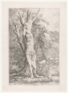 Albert przywiązany do drzewa autorstwa Salvator Rosa
