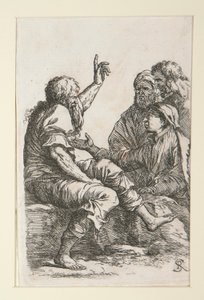 Staruszek rozmawiający z trzema mężczyznami autorstwa Salvator Rosa