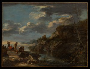 Bandyci na skalistym wybrzeżu autorstwa Salvator Rosa