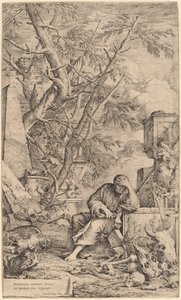Demokryt w medytacji autorstwa Salvator Rosa