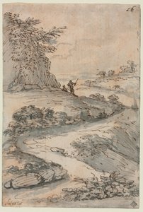 Postacie na krętej drodze, połowa XVI wieku. autorstwa Salvator Rosa