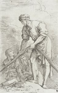 Figurka: Mężczyzna ciągnący sieć autorstwa Salvator Rosa