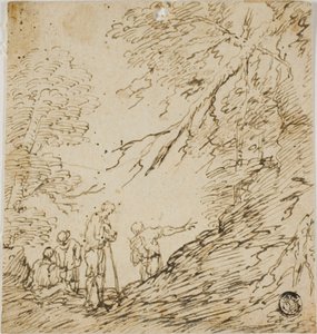 Czterech mężczyzn w lesie autorstwa Salvator Rosa