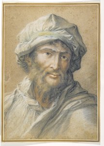 Głowa brodatego mężczyzny w turbanie autorstwa Salvator Rosa