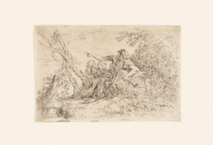 Pasterz i dwoje dzieci w krajobrazie autorstwa Salvator Rosa