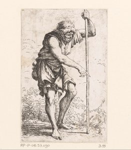 Stary człowiek z kijem Małe figurki (tytuł serii) Figurka (tytuł serii) autorstwa Salvator Rosa
