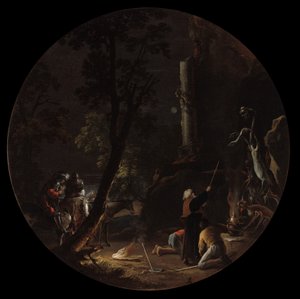 Sceny czarów: Noc, ok. 1645-49 (olej na płótnie) autorstwa Salvator Rosa