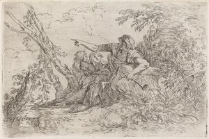 Pasterz w krajobrazie autorstwa Salvator Rosa