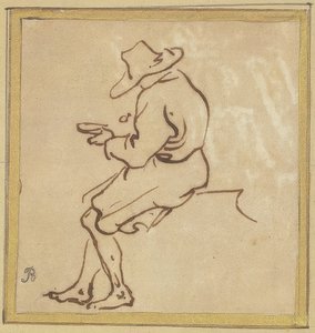 Siedzący mężczyzna z profilu po lewej stronie autorstwa Salvator Rosa