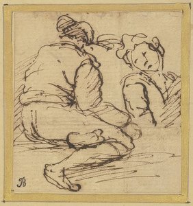 Siedzący mężczyzna i półpostać autorstwa Salvator Rosa