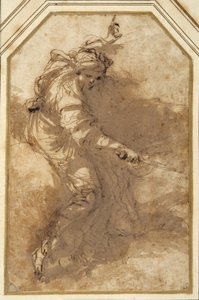 Studium do „Alegorii sprawiedliwości” (tusz z praniem na papierze) autorstwa Salvator Rosa