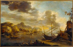 Zatoka Salerno (olej na płótnie) autorstwa Salvator Rosa