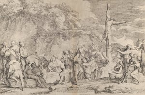 Ukrzyżowanie tyrana Polikratesa po schwytaniu go przez Persów, ok. godz. 1662. autorstwa Salvator Rosa
