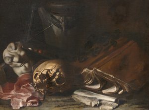 Martwa natura z motywem vanitas autorstwa Salvator Rosa