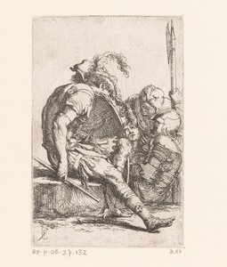 Czterech żołnierzy Małe figurki (tytuł serii) Rysunek (tytuł serii) autorstwa Salvator Rosa