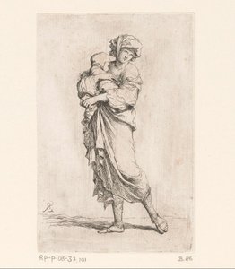 Kobieta z dzieckiem Małe figurki (tytuł serii) Figurka (tytuł serii) autorstwa Salvator Rosa
