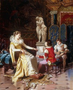 Isabella Orsini słuchająca Synów Tasso, ok. 1897 r. autorstwa Salvatore Frangiamore