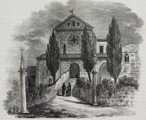 Opactwo Casamari, Veroli, Lazio, Włochy, litografia Salvatore Puglia z Poliorama Pittoresco, n 47, 1 lipca autorstwa Salvatore Puglia