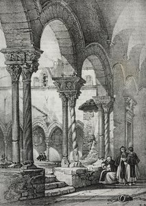 Klasztor kościoła św. Dominika, Palermo, litografia Salvatore Puglia z Poliorama Pittoresco, nr 11, 23 października autorstwa Salvatore Puglia
