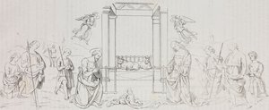 Narodzenia Fontignano, Pokłon pasterzy, litografia Salvatore Puglia według obrazu Pietro Perugino (ok. 1450-1523) z Poliorama Pittoresco, nr 42, 24 maja autorstwa Salvatore Puglia