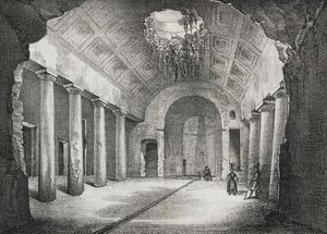 Hall na antiga vila do Príncipe de Caposele em Formia, Lazio, Itália, litografia de Salvatore Puglia de Poliorama Pittoresco, n 23, 11 de janeiro polonês autorstwa Salvatore Puglia