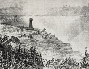 Wodospad Horseshoe, Ontario, Kanada, litografia Salvatore Puglia z Poliorama Pittoresco, nr 6, 17 września autorstwa Salvatore Puglia