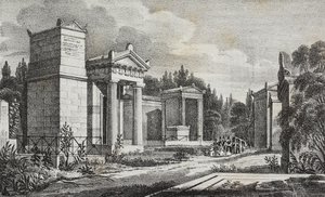 Cmentarz Pere-Lachaise, Paryż, Francja, litografia Salvatore Puglia z Poliorama Pittoresco, nr 19, 17 grudnia autorstwa Salvatore Puglia