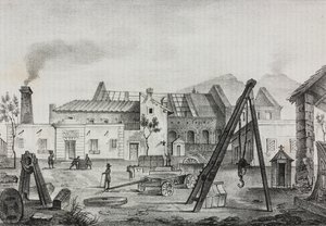 Royal Mechanical Factory (Royal Mechanical Factory) em Pietrarsa, Campania, Itália, litografia de Gaetano Riccio de Poliorama Pittoresco, n 39, 7 de maio polonês autorstwa Salvatore Puglia