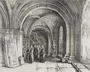 Podziemny kościół katedry w Bazylei, Szwajcaria, litografia Salvatore Puglia z Poliorama Pittoresco, nr 50, 22 lipca autorstwa Salvatore Puglia