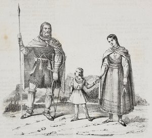 Varangianie, mieszkańcy Półwyspu Skandynawskiego, litografia Salvatore Puglia z Poliorama Pittoresco, nr 42, 27 maja autorstwa Salvatore Puglia