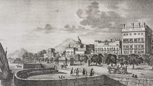 Widok forum Bourbon i hotelu Trinacria, Palermo, Sycylia, Włochy, litografia Salvatore Puglia po rycinie Di Giovanniego z Poliorama Pittoresco, nr 37, 19 kwietnia autorstwa Salvatore Puglia