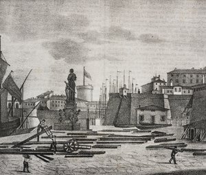 Widok doku Livorno, Toskania, Włochy, litografia Salvatore Puglia z Poliorama Pittoresco, n 38, 26 kwietnia autorstwa Salvatore Puglia